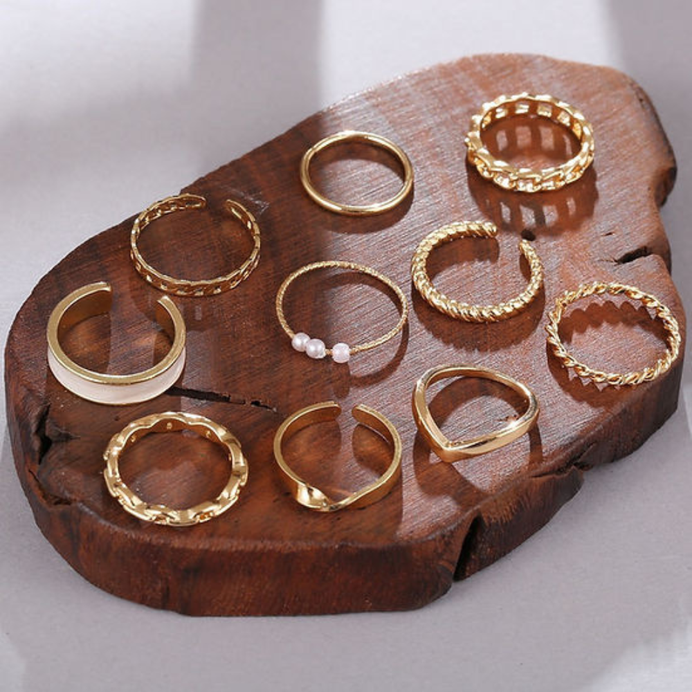10Stück Mode Ringe - Trendy Mix & Match Ringe