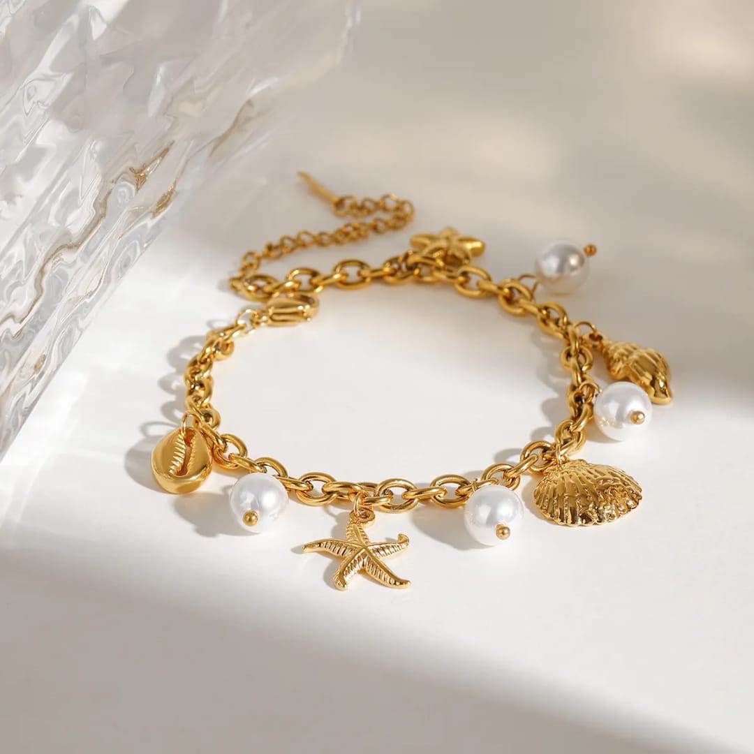 Maloi – Armband mit Muschel und goldener Perle