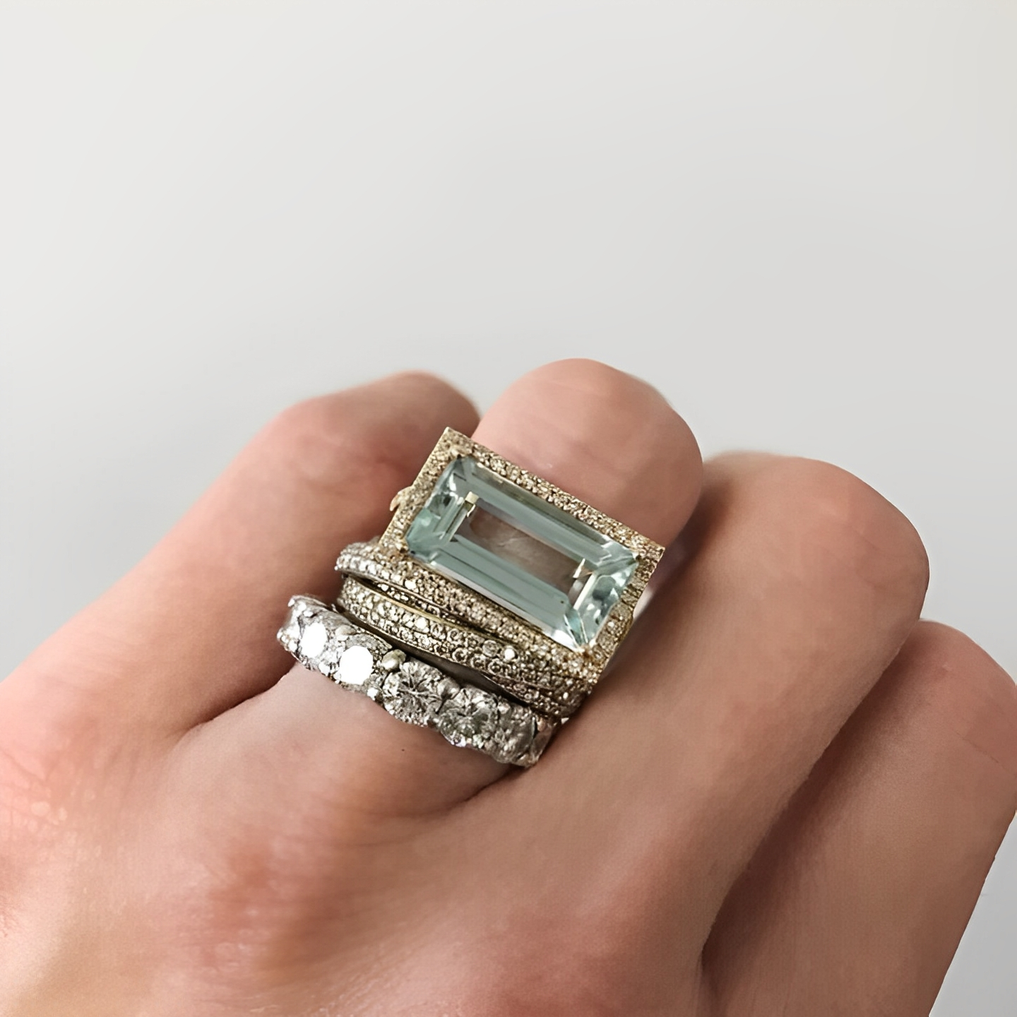 Taissa – Set Vintage-Ringe aus Silber und Türkisglas