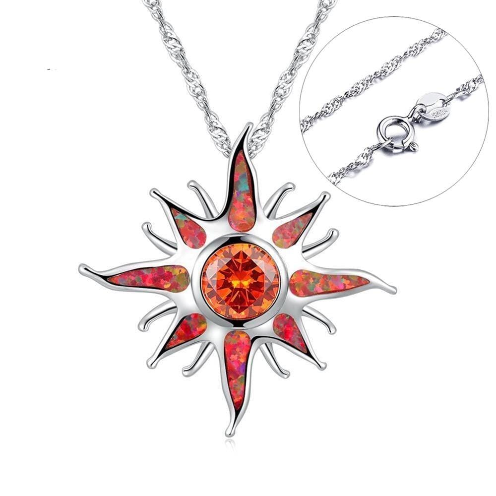 Yani – Kette Sonnenstrahl-Anhänger aus Feueropal & Granat
