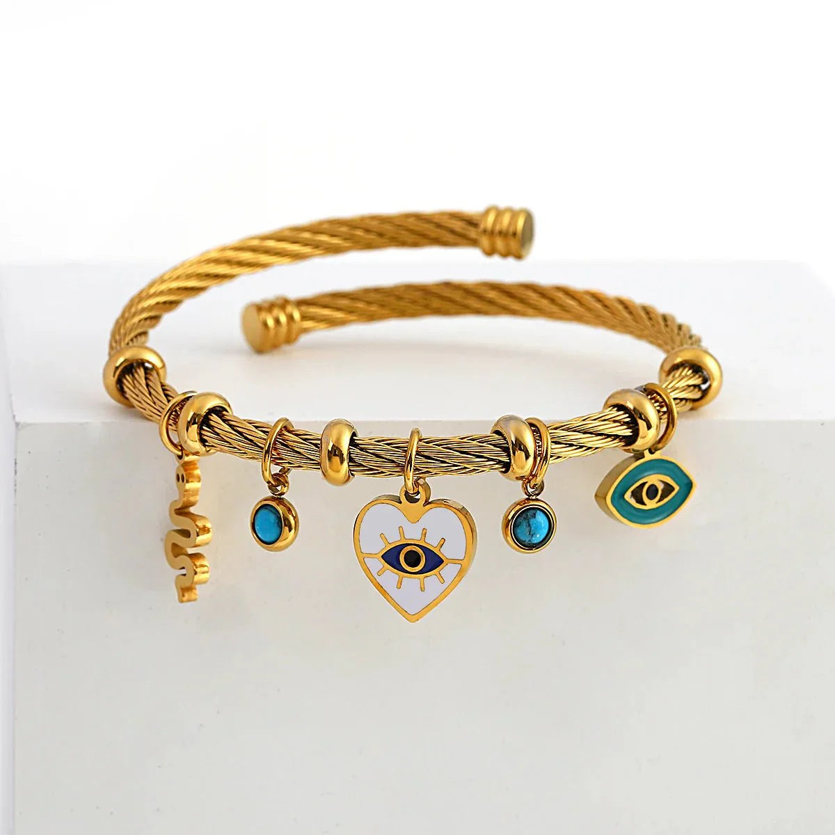 Cynthia – Armband Seil Schützendes Auge Bohème