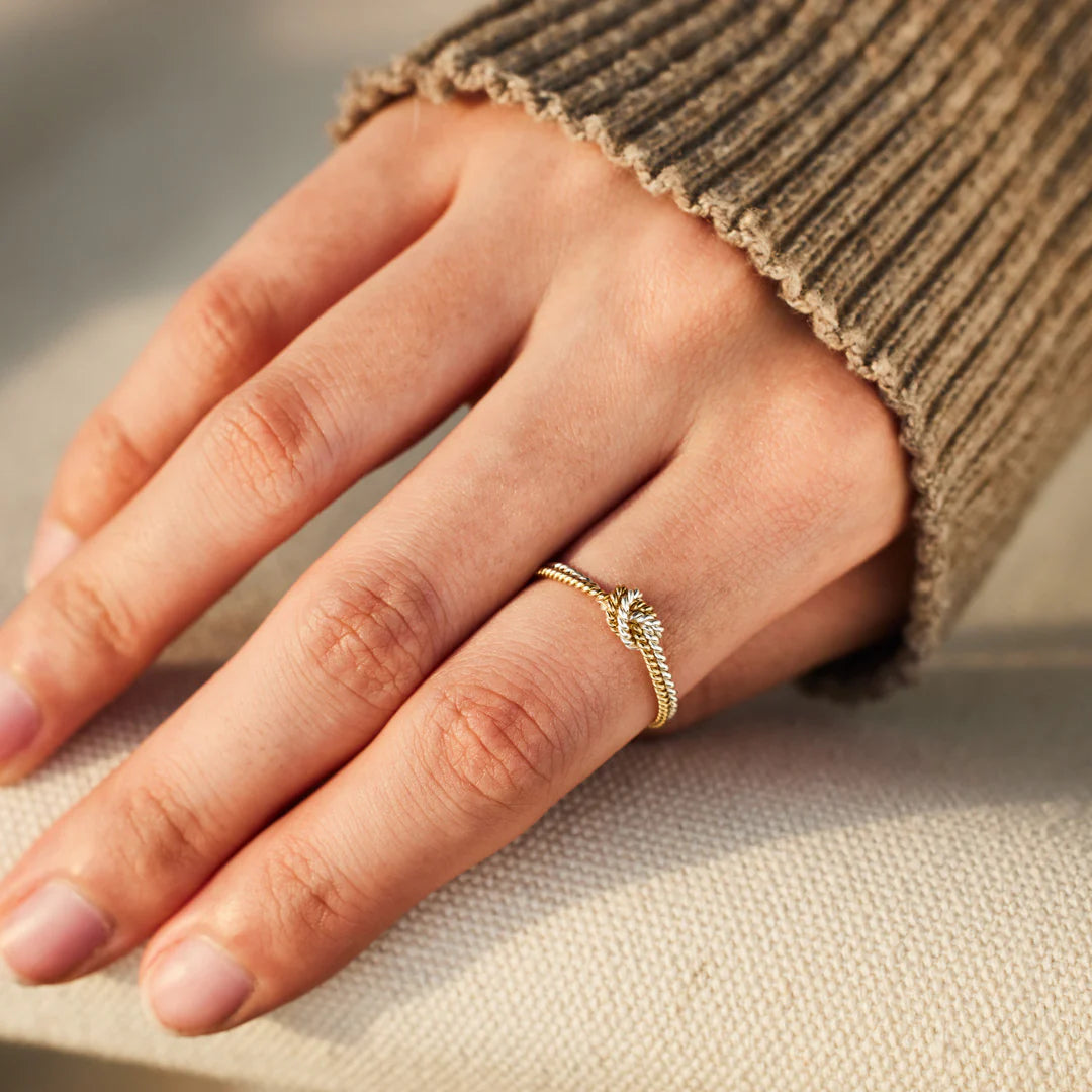 Mutter & Tochter Bond Ring - Ring Mit 2 Strängen und Knoten