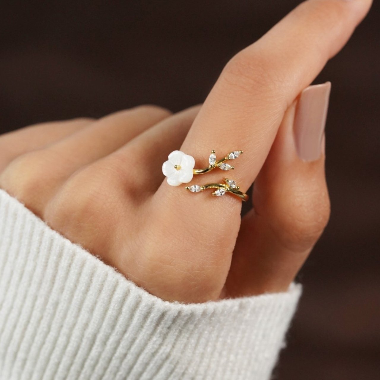 Wildflower Ring - Muschel-Kristall-Blütenblatt-Ring