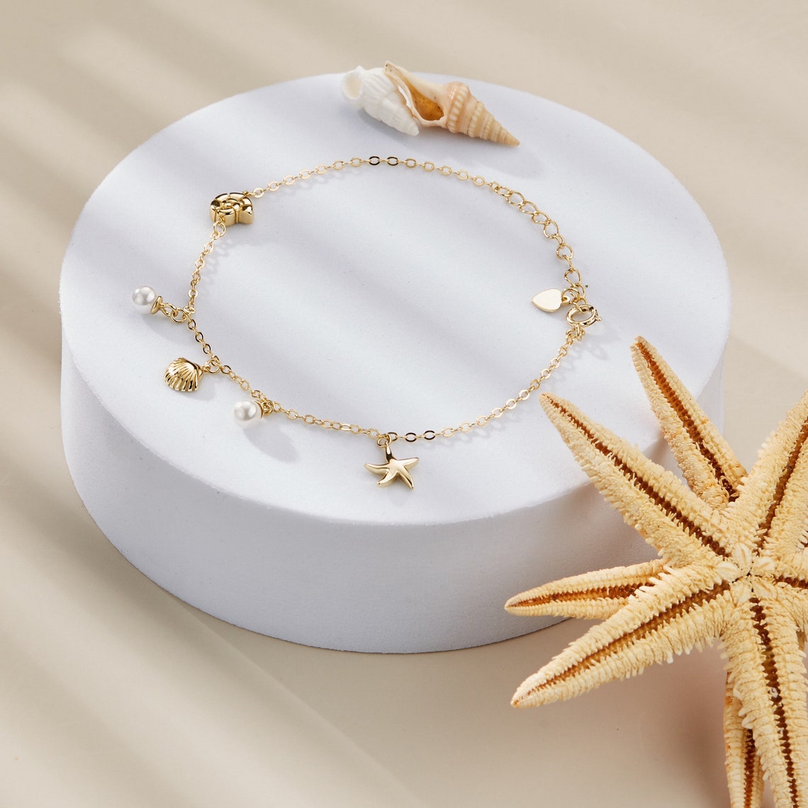 Muschel-Seestern-Charm-Armband