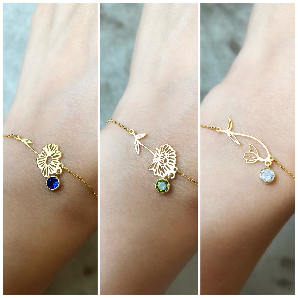 Geburtsblumen-Armband - Geburtsstein-Armband