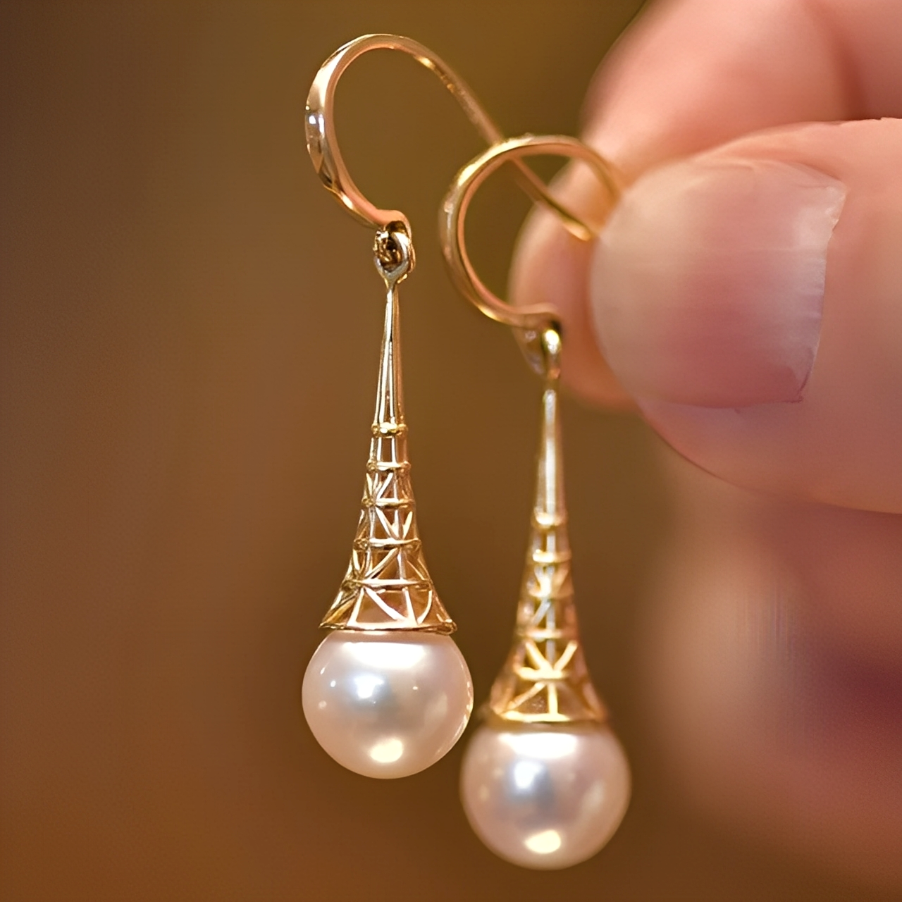 Ailyn – Retro Hängende Goldene mit Perlen