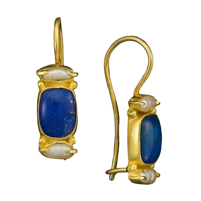 Azura – Vintage Blaue & Goldene Tropfen-Ohrringe