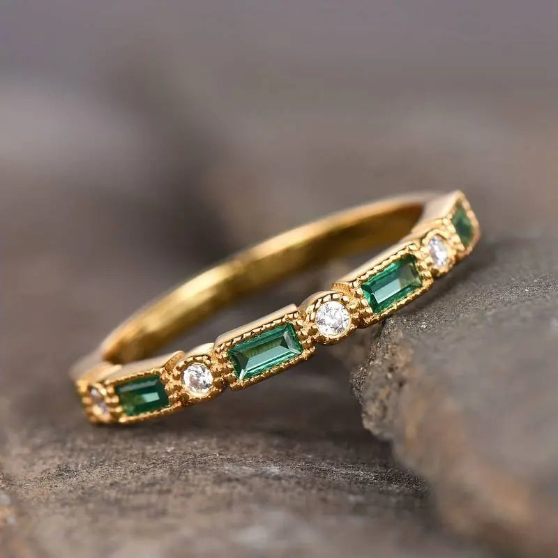 Crista – Grüner Zirkonia Gold Statement Ring