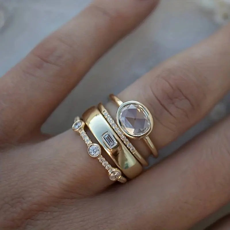 Ciara - Vintage Gold Ring Set mit Zirkonia