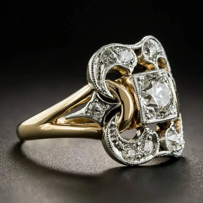 Elowen – Vintage-inspirierter Vergoldeter Ring mit Zirkonia