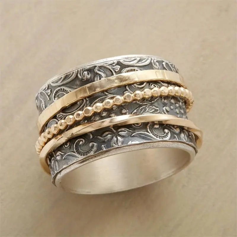 Shyla – Antiker Zweifarbiger Ring aus Gold und Silber