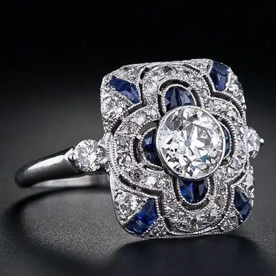 Die Blaue Umarmung - Vintage Silberring mit Strahlendem Zirkonia