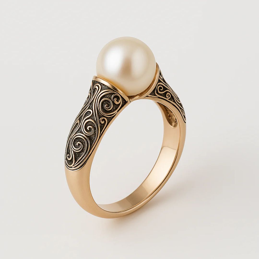 Althéa – Vintage Goldener Ring mit Eleganter Perle