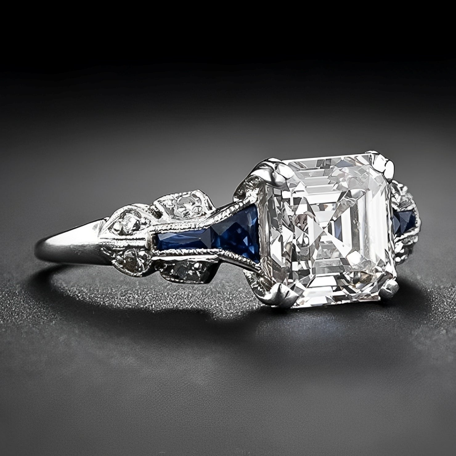 Perrine – Vintage-Ring Blau Glänzend in Silber