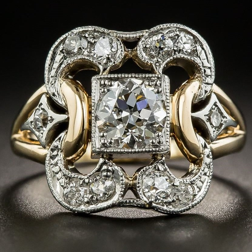 Leila - Vintage-Ring Gold mit Funkelndem Zirkon