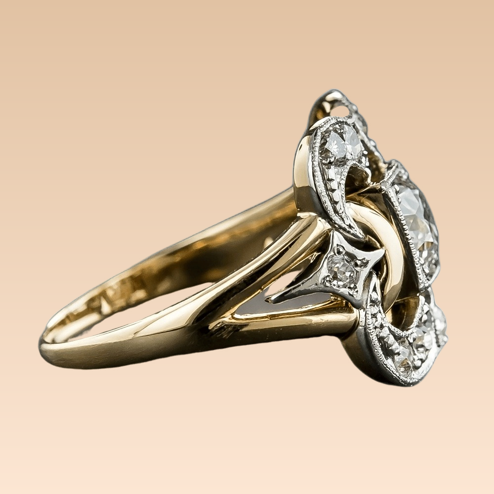 Leila - Vintage-Ring Gold mit Funkelndem Zirkon