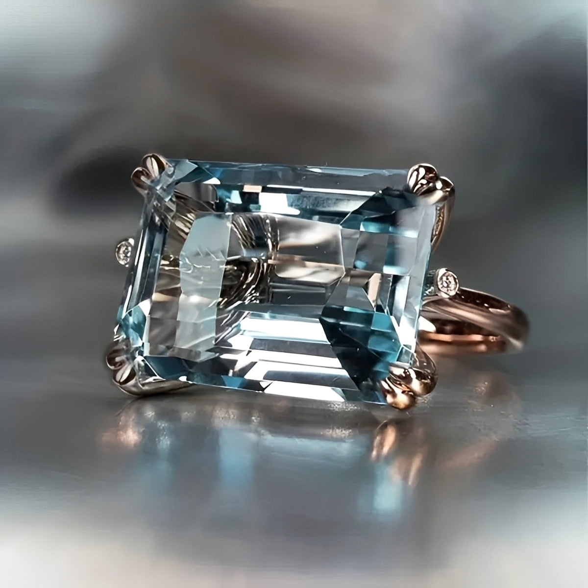Nadine – Klassischer Goldener Ring mit Blauem Zirkon