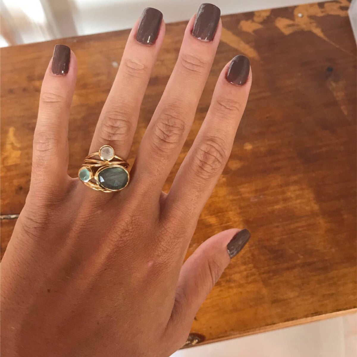 Miranda – Vintage-Ring mit blauem Mondstein besetzt