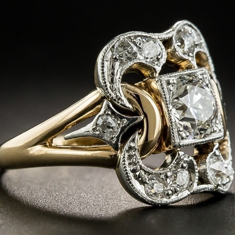 Leila - Vintage-Ring Gold mit Funkelndem Zirkon