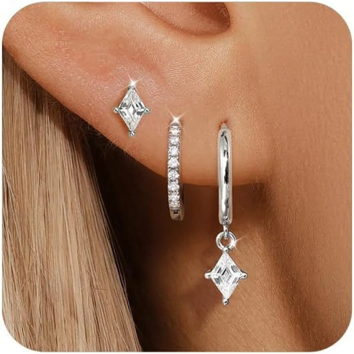 Azaria – Set aus Ohrringen mit Diamantanhänger