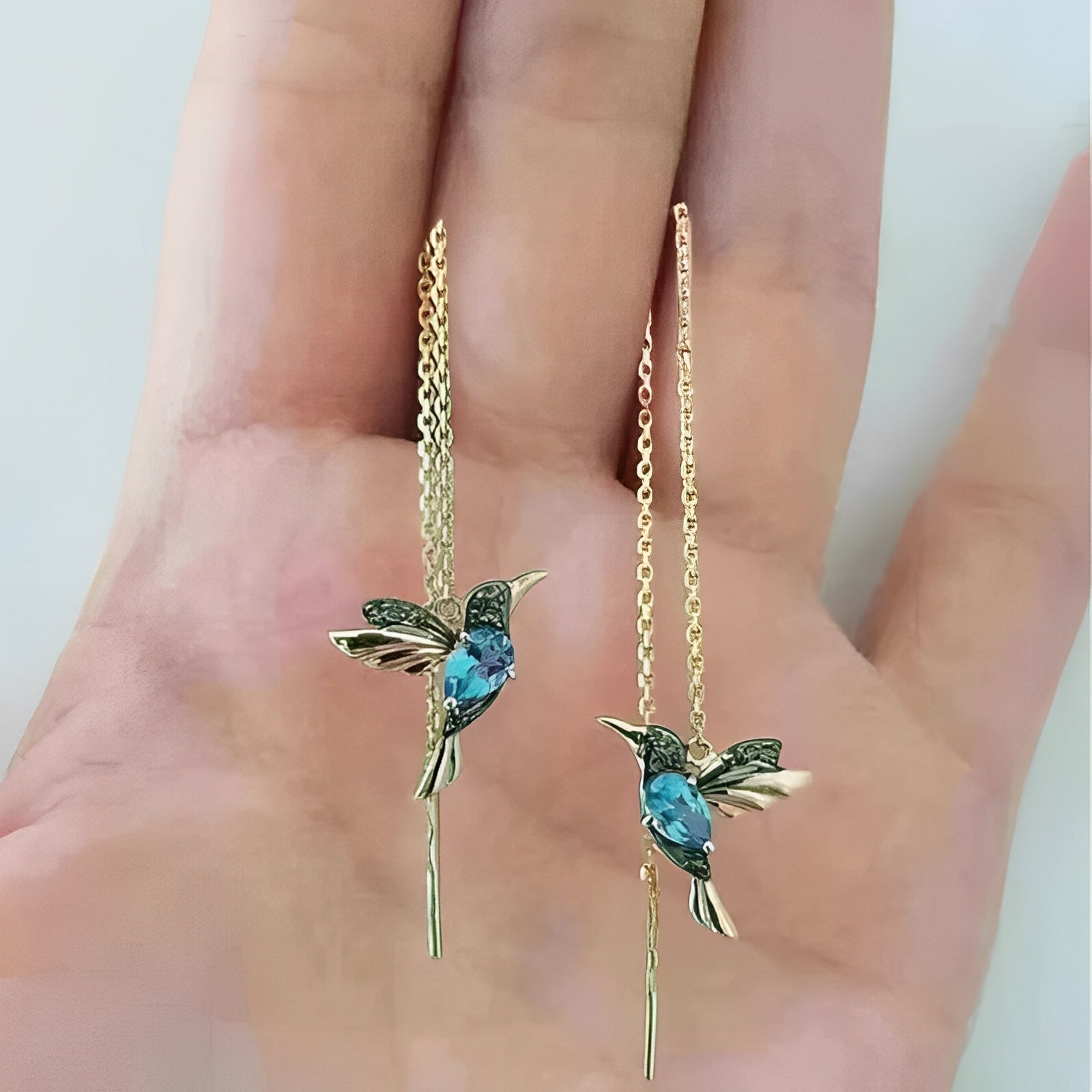 Whitney – Ohrringe Kolibri aus Emaille und Zirkon