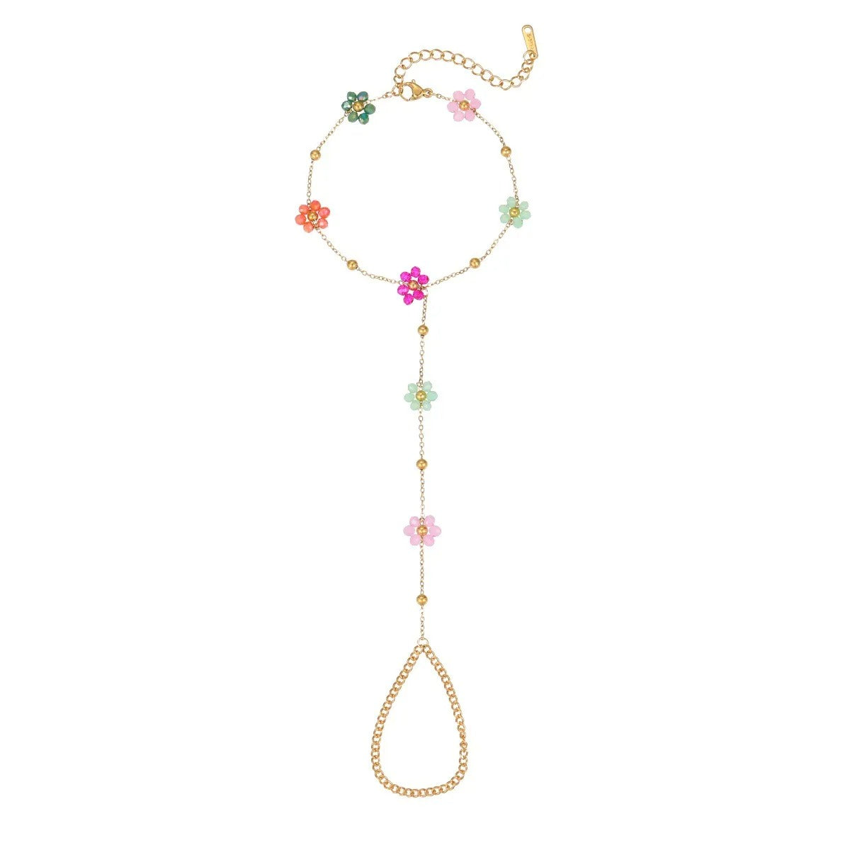 Rosalie – Goldenes Armband mit Perlenblume