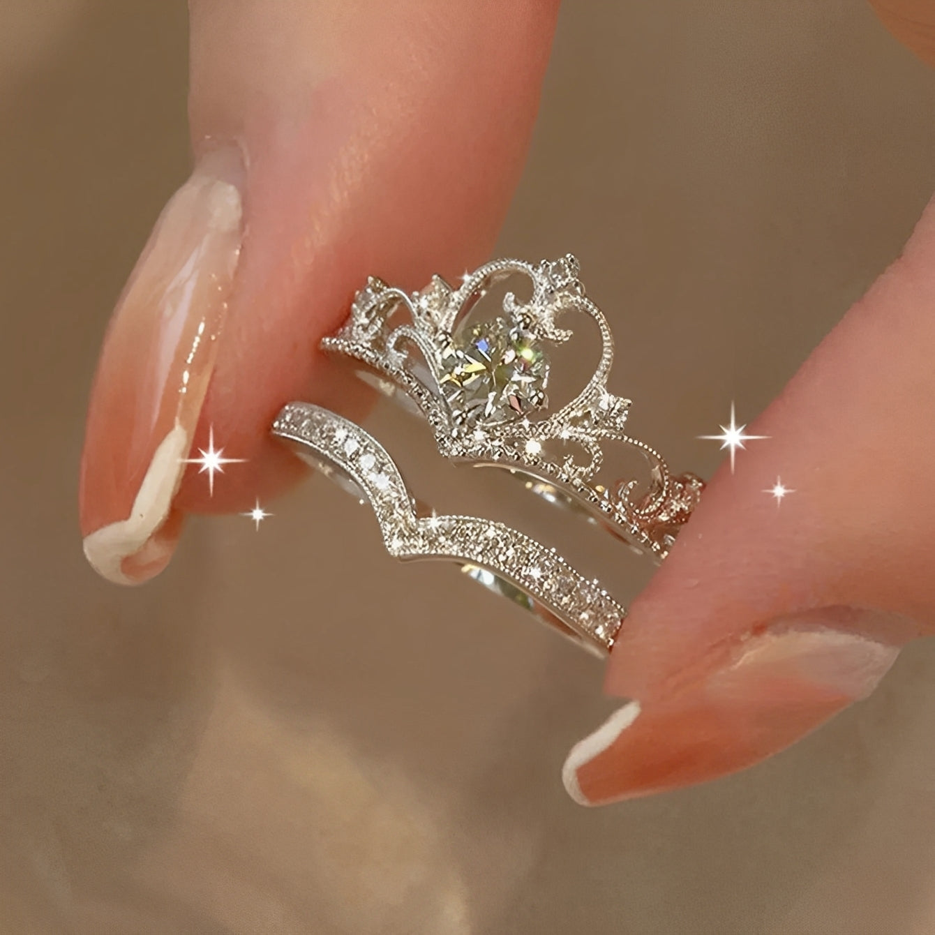 Reina – Set aus Silberringen mit Kronendesign