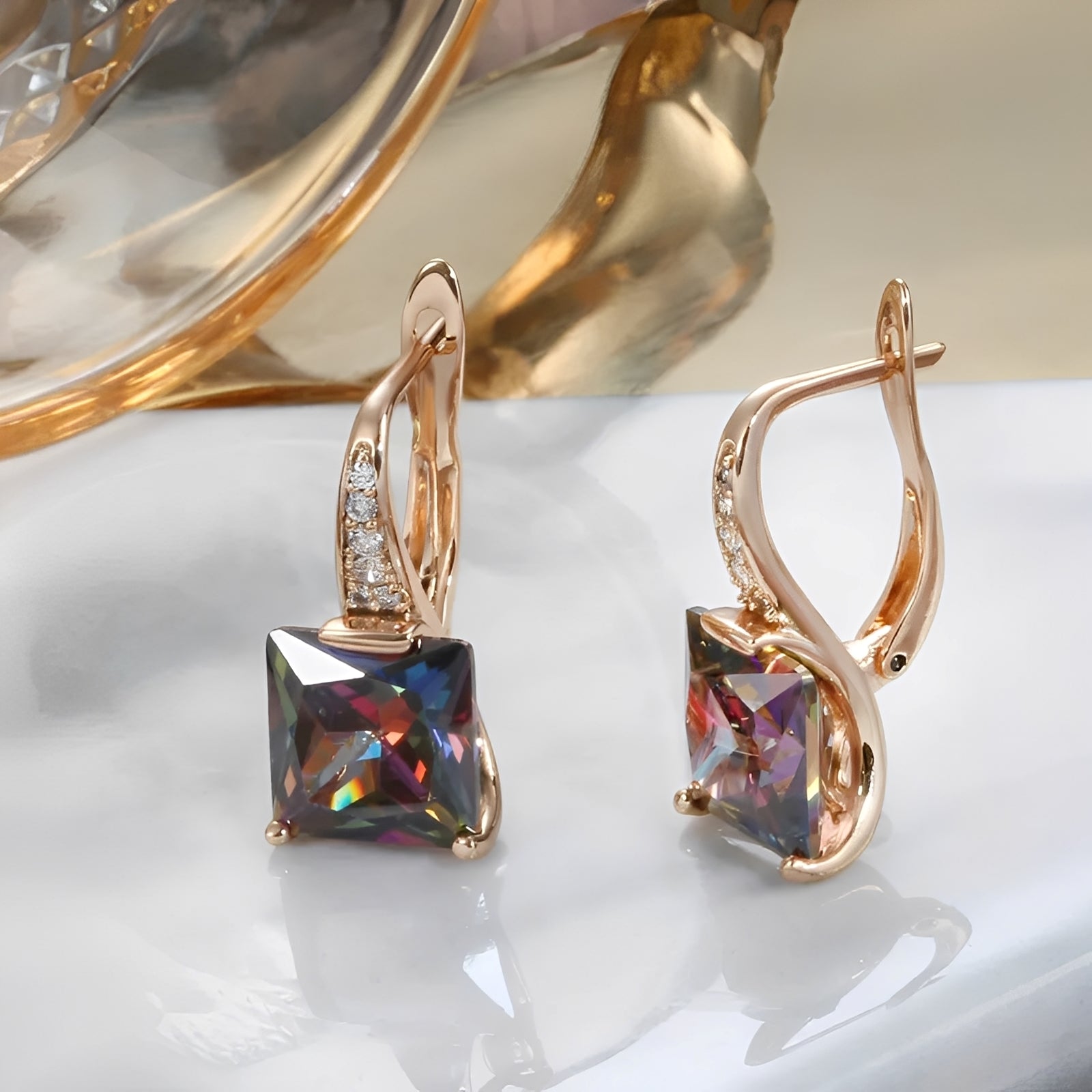 Celina – Kreolen Gold mit bunten Zirkonia