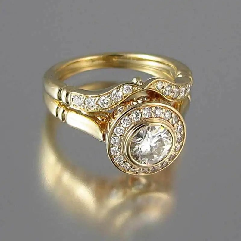 Janna – Set Vintage-Ringe in Gold mit Funkelndem Zirkon