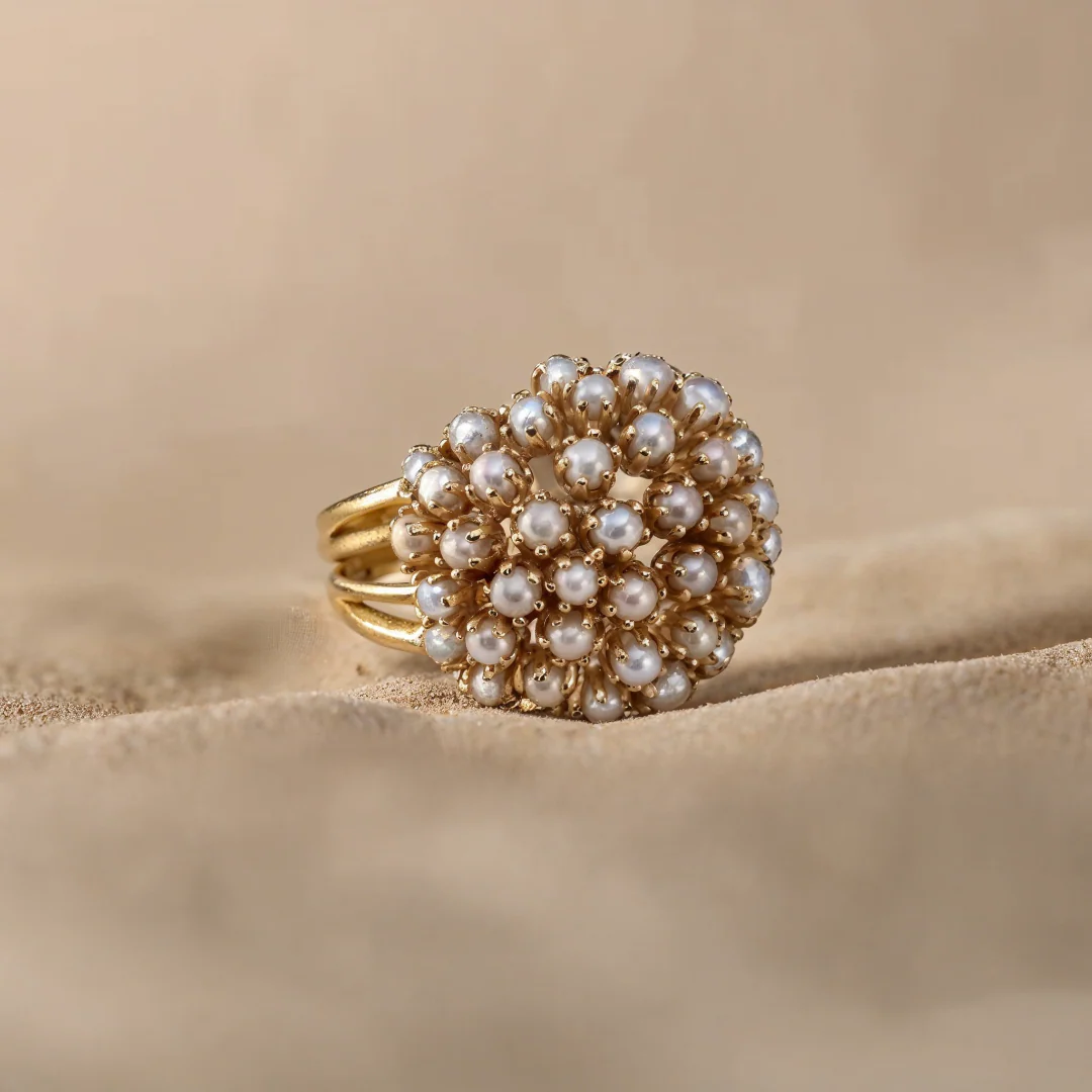 Alma – Vergoldeter Ring mit Perlen