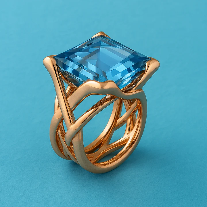 Bam – Vintage-Ring in Roségold mit funkelndem blauem Zirkon