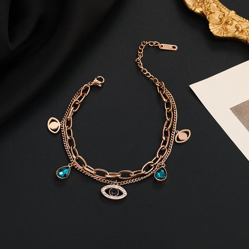 Sharnie – Elegante doppelte Stahlkette-Armband