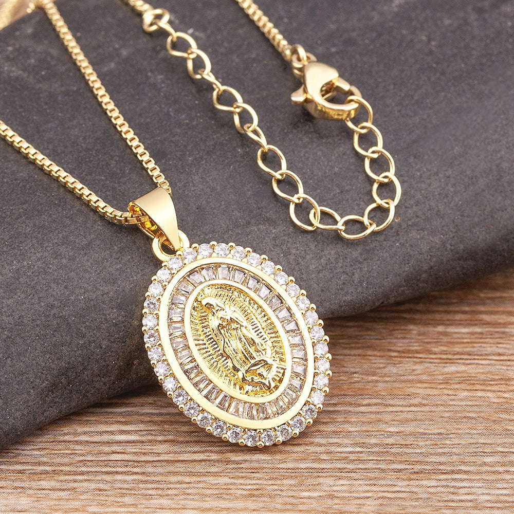 Carmelle – Vintage-Halskette mit Medaille der Jungfrau Maria