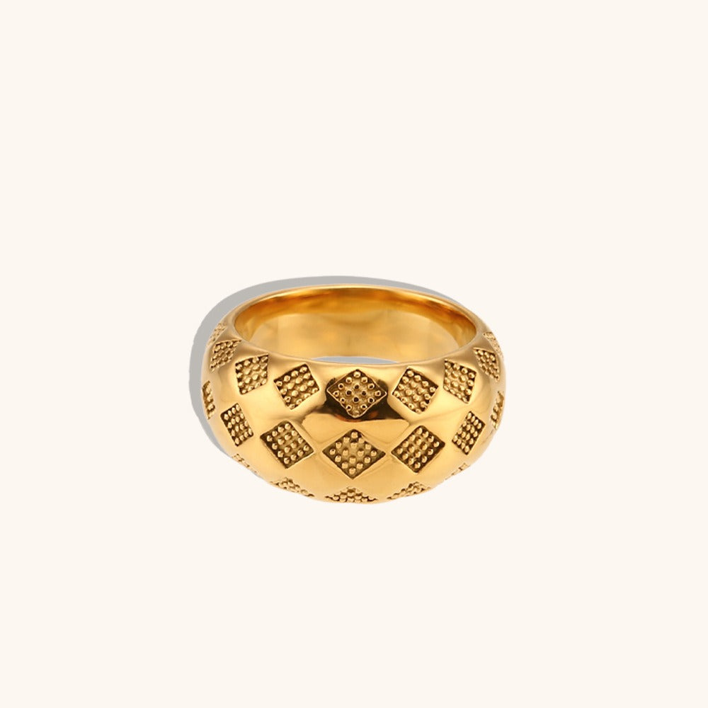 Alba – Retro-Goldring mit Gittermuster