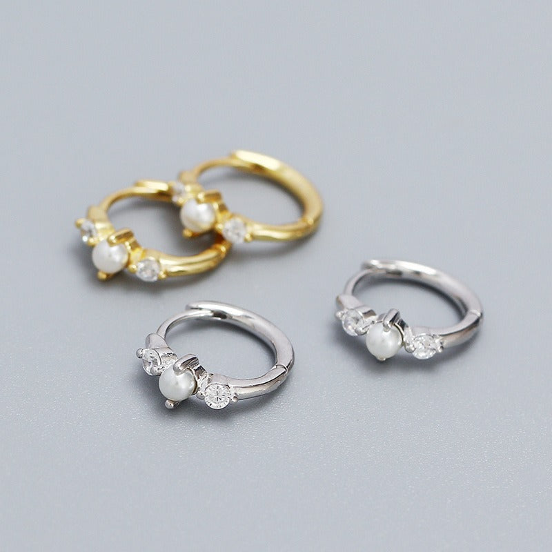 Elora – Ohrringe Clip rund Perle & Stein eingelegt
