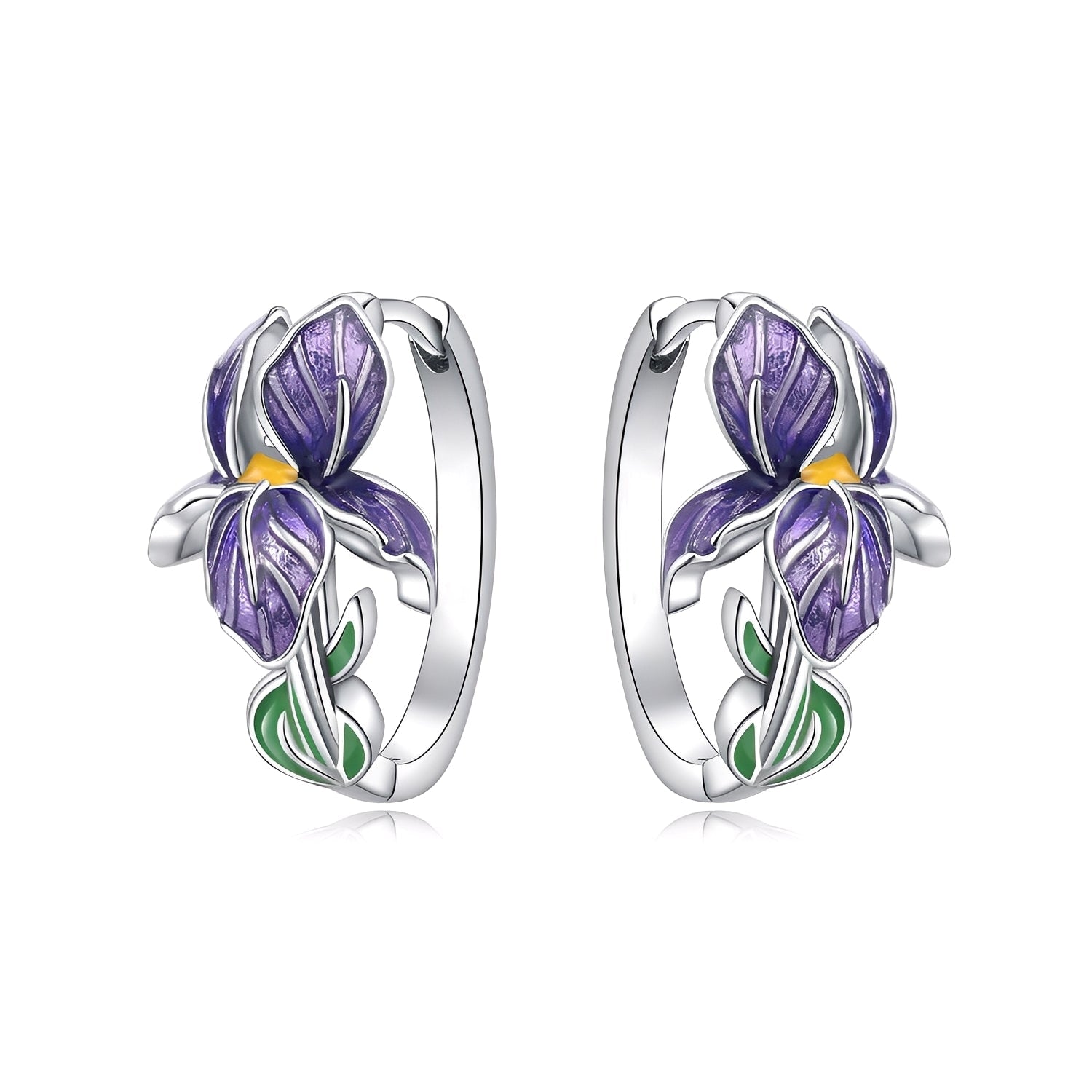 Lila Emaille Blumen Ohrringe