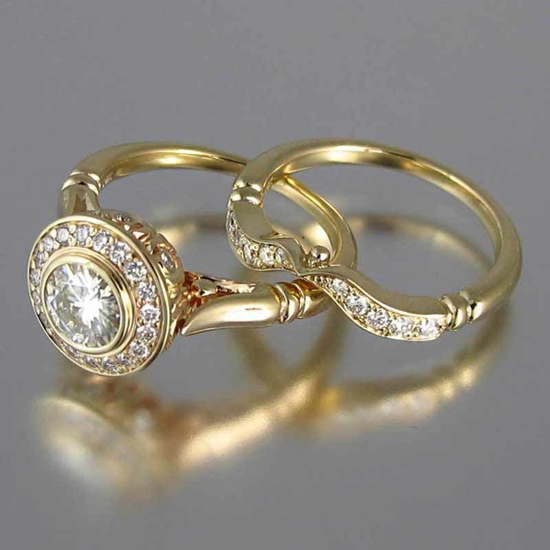 Janna – Set Vintage-Ringe in Gold mit Funkelndem Zirkon