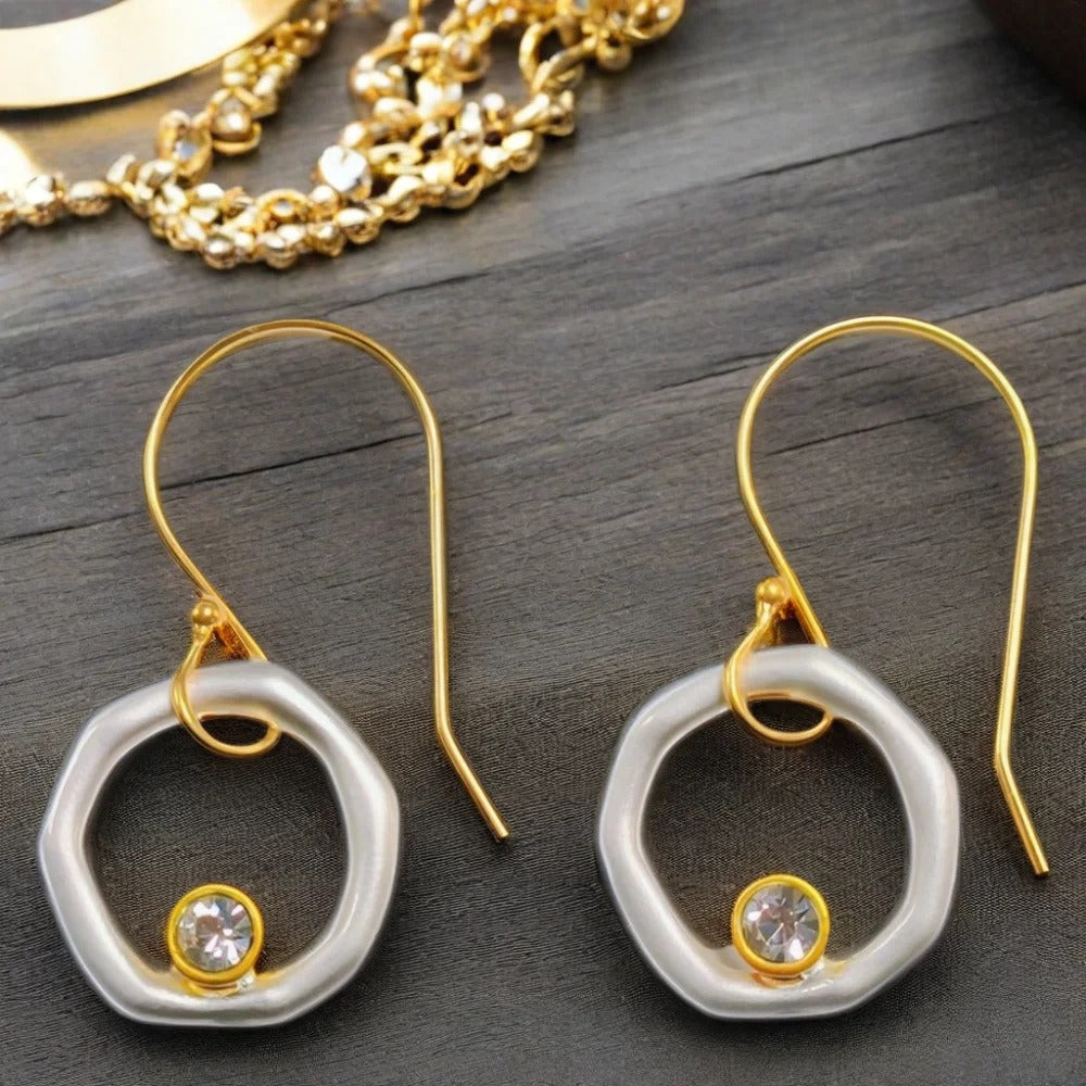 Zia – Vintage-Ohrringe Zirkonia Gold & Silber