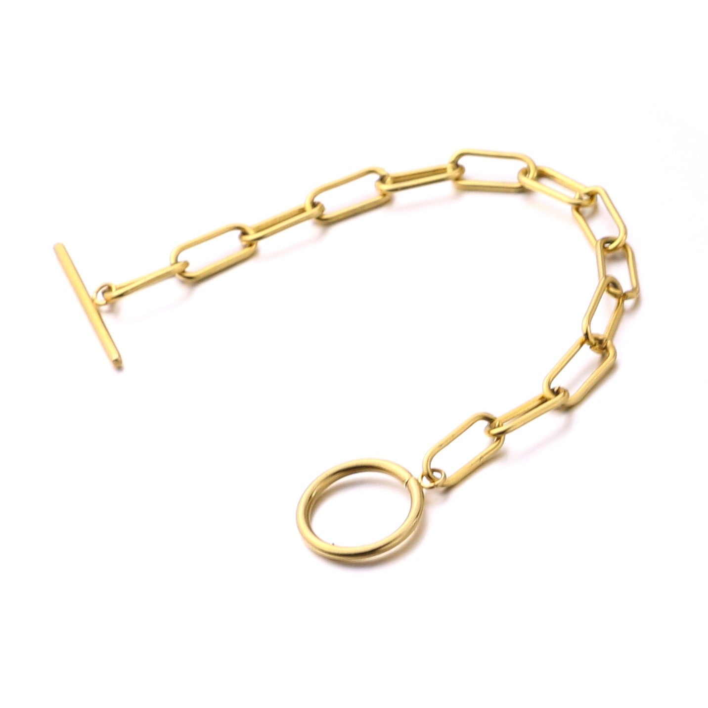 Millie – T-Bar-Armband mit rechteckigen Gliedern aus Gold