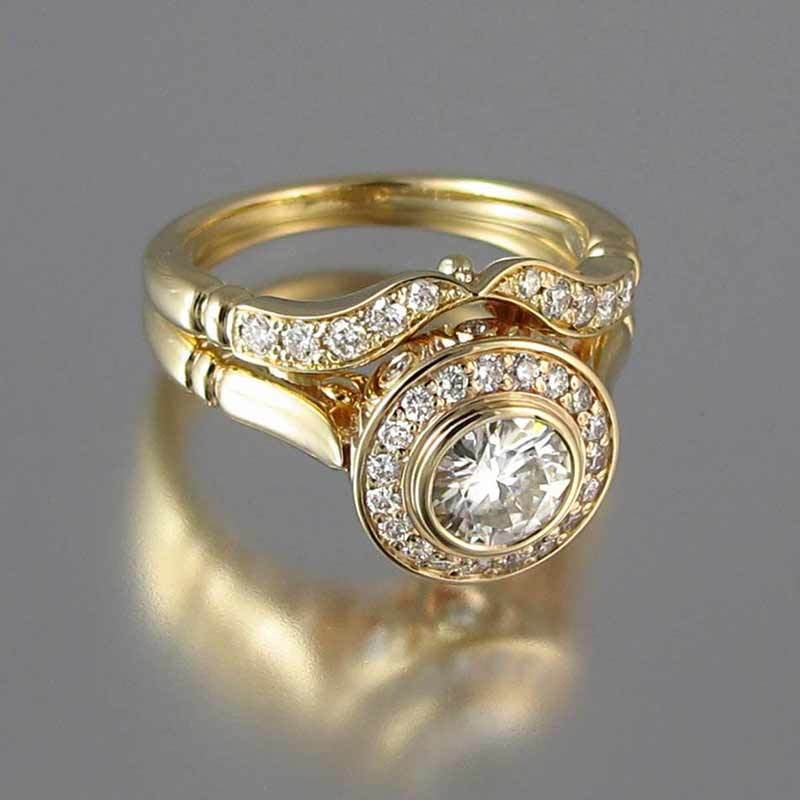 Janna – Set Vintage-Ringe in Gold mit Funkelndem Zirkon