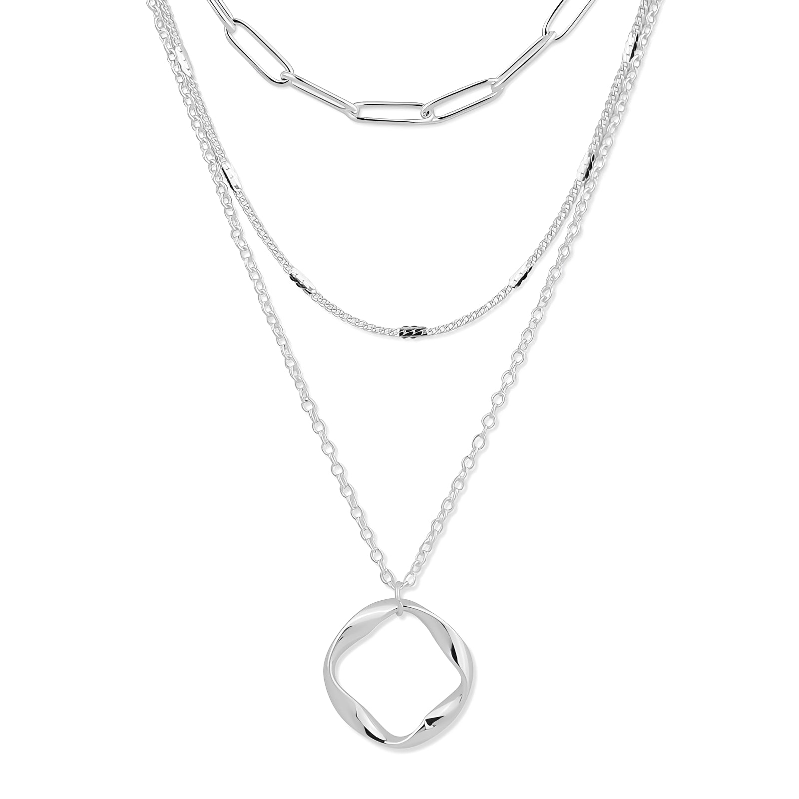 Aveline – Dreireihige offene Kreiskette aus Silber