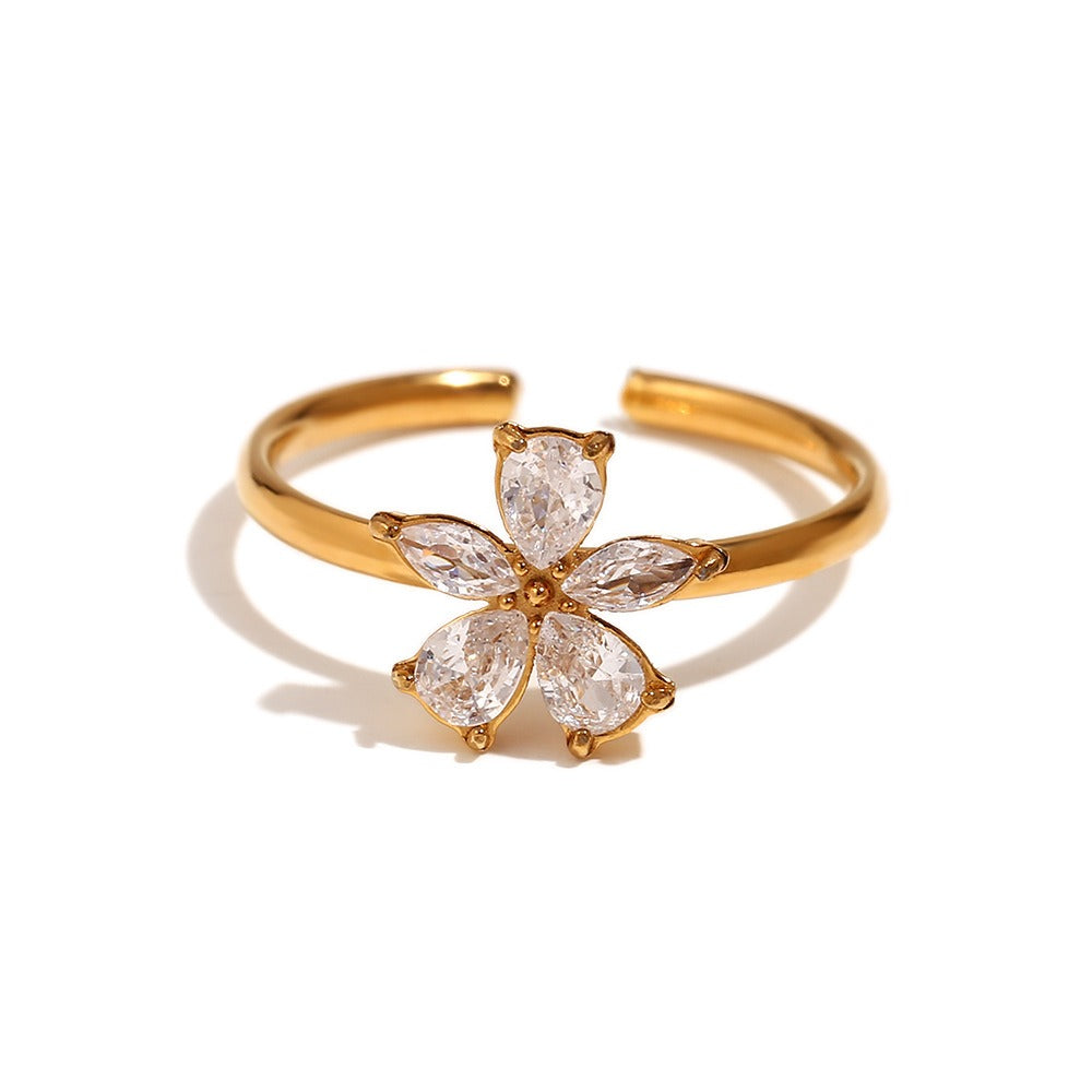 Jikka – Ring Goldene Blume mit Fünf Blütenblättern