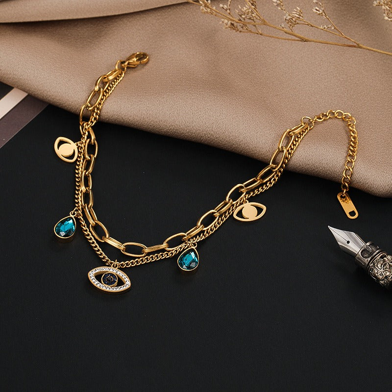 Sharnie – Elegante doppelte Stahlkette-Armband