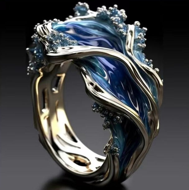 Rhia – Ring aus Harz und Diamanten