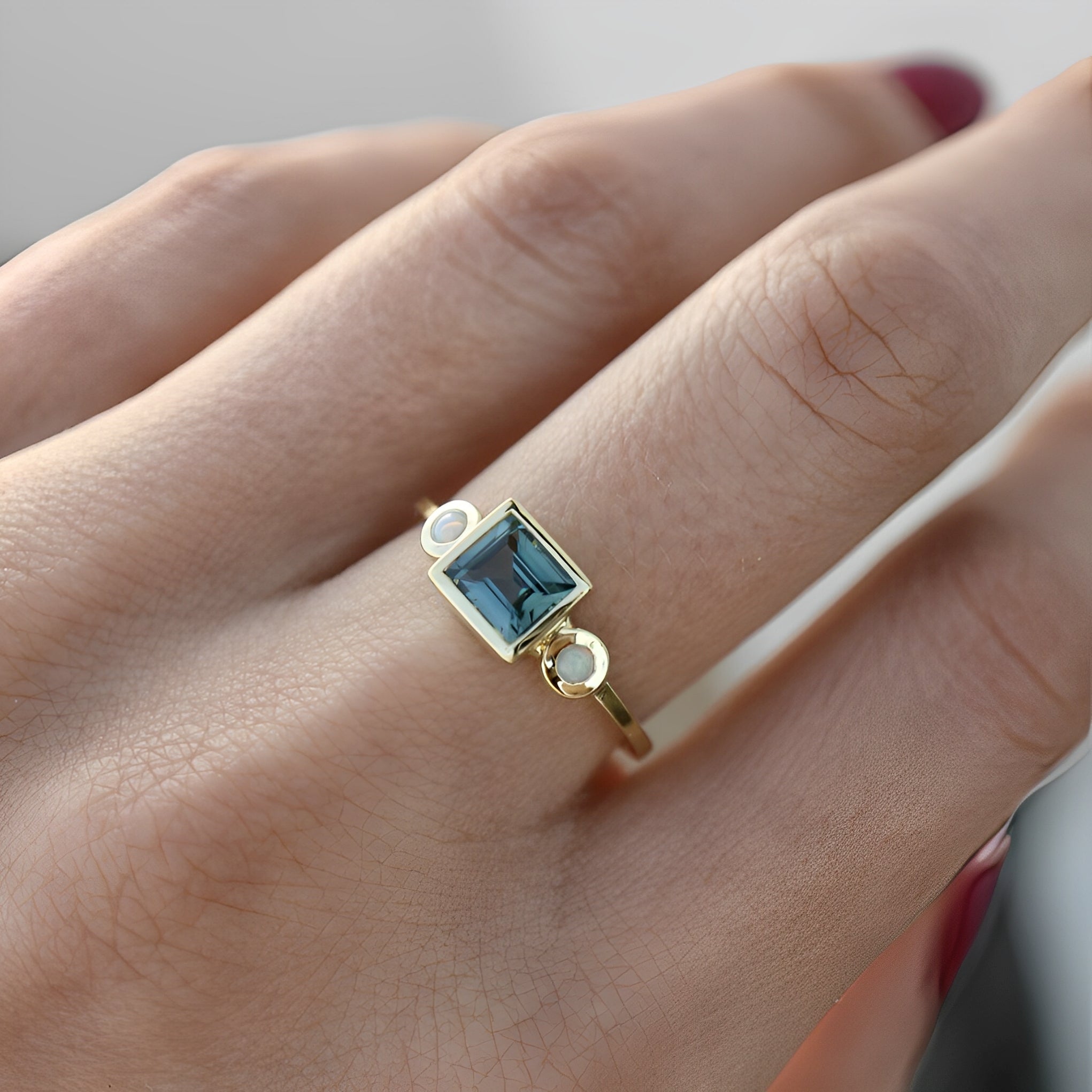 Talea – Boho Türkis Ring Set