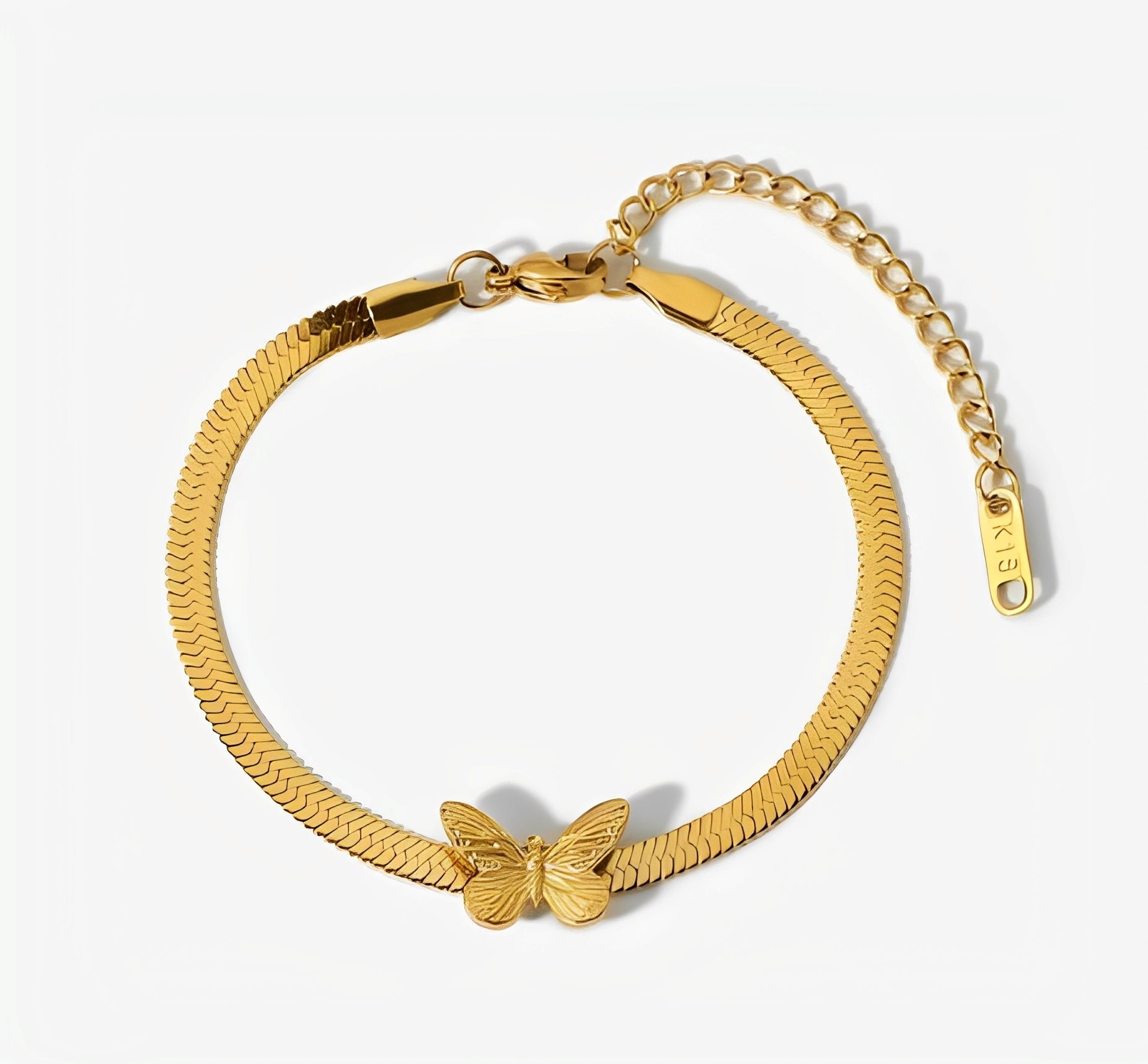 Gretchen – Schlangenkettenarmband mit Schmetterling