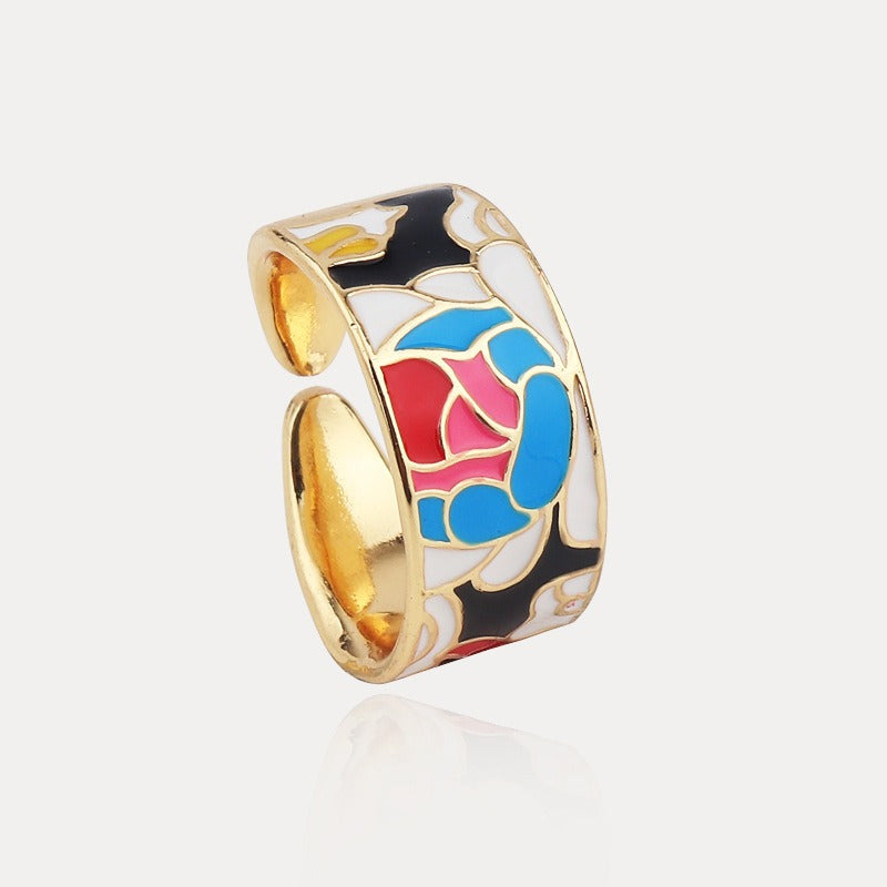 Kamille – Ring Camille Groß Blau Blattmotiv
