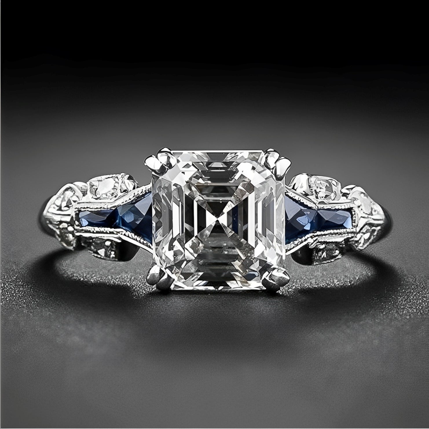Perrine – Vintage-Ring Blau Glänzend in Silber