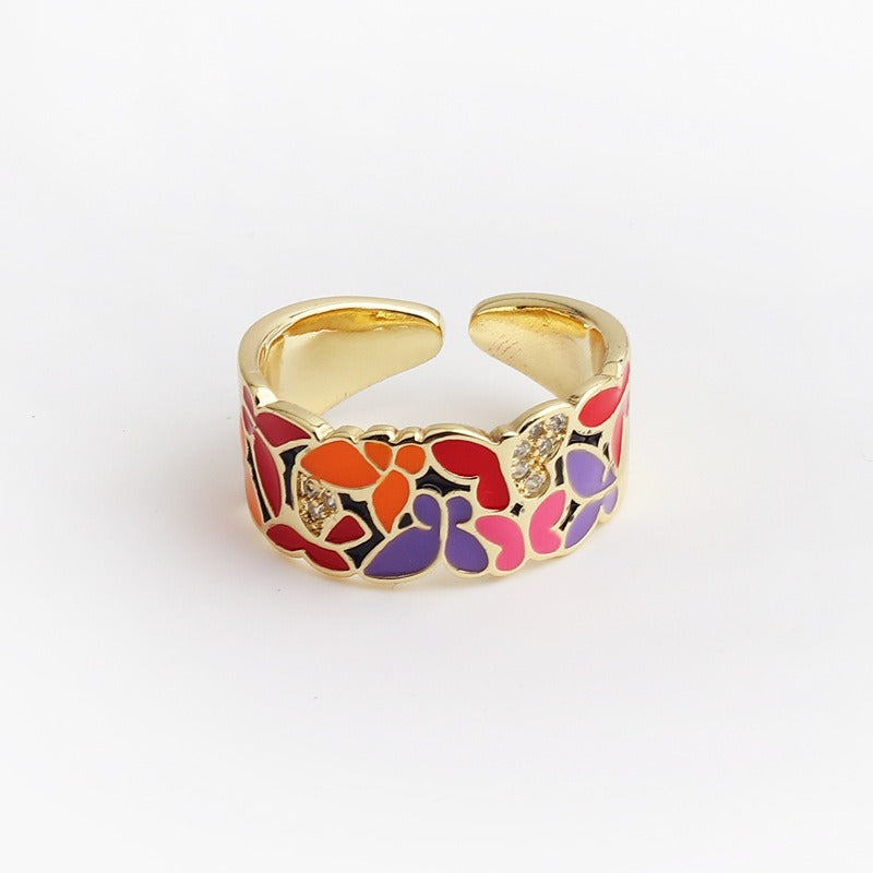 Kamille – Ring Camille Groß Blau Blattmotiv