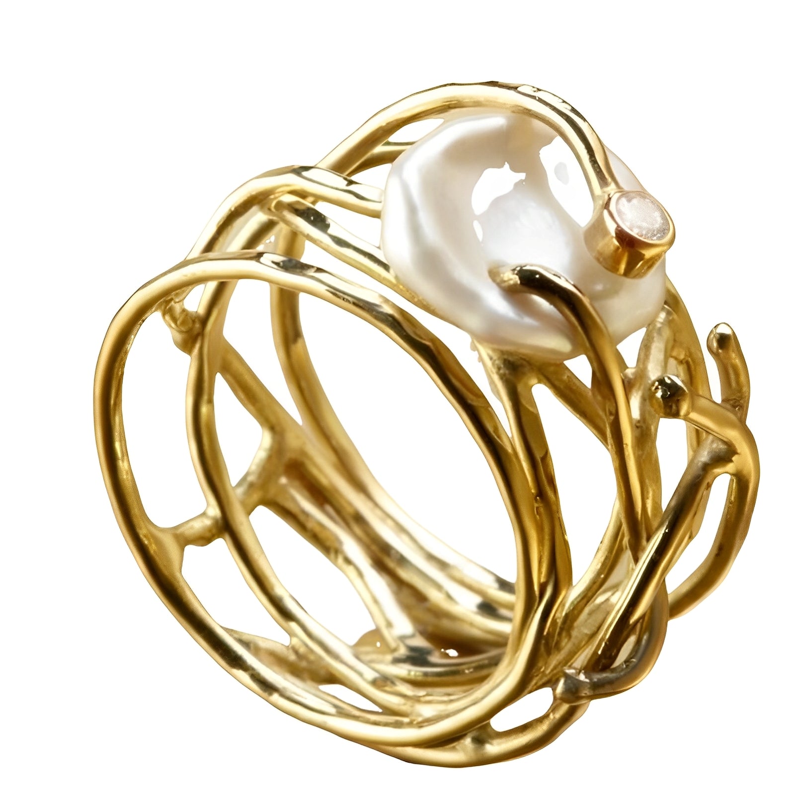 Elvyna – Feiner Vintage-Goldring und Perle
